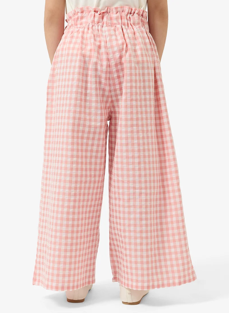 Pinata  Pink Gingham Wide Leg Trousers for Women | Best Price UAE
